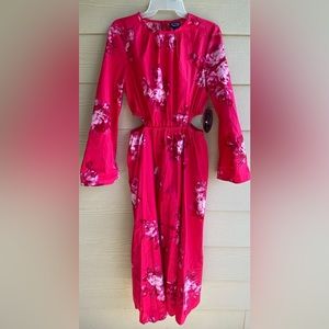 NWT Scoop Side Cut Out MIDI Dress - Medium ,Orchid Floral Pink